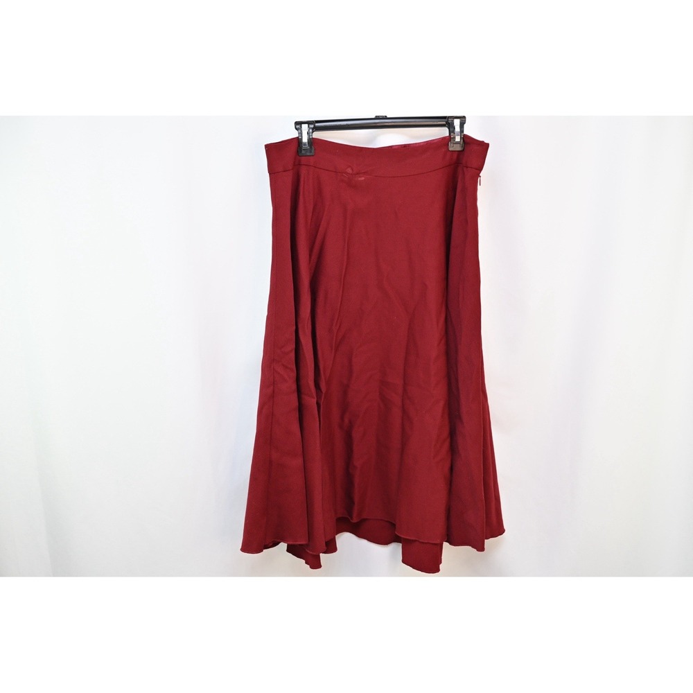 Kenneth Cole Womans Burgundy Wool Blend Flare Midi Skirt Size 14 Burgundy Red